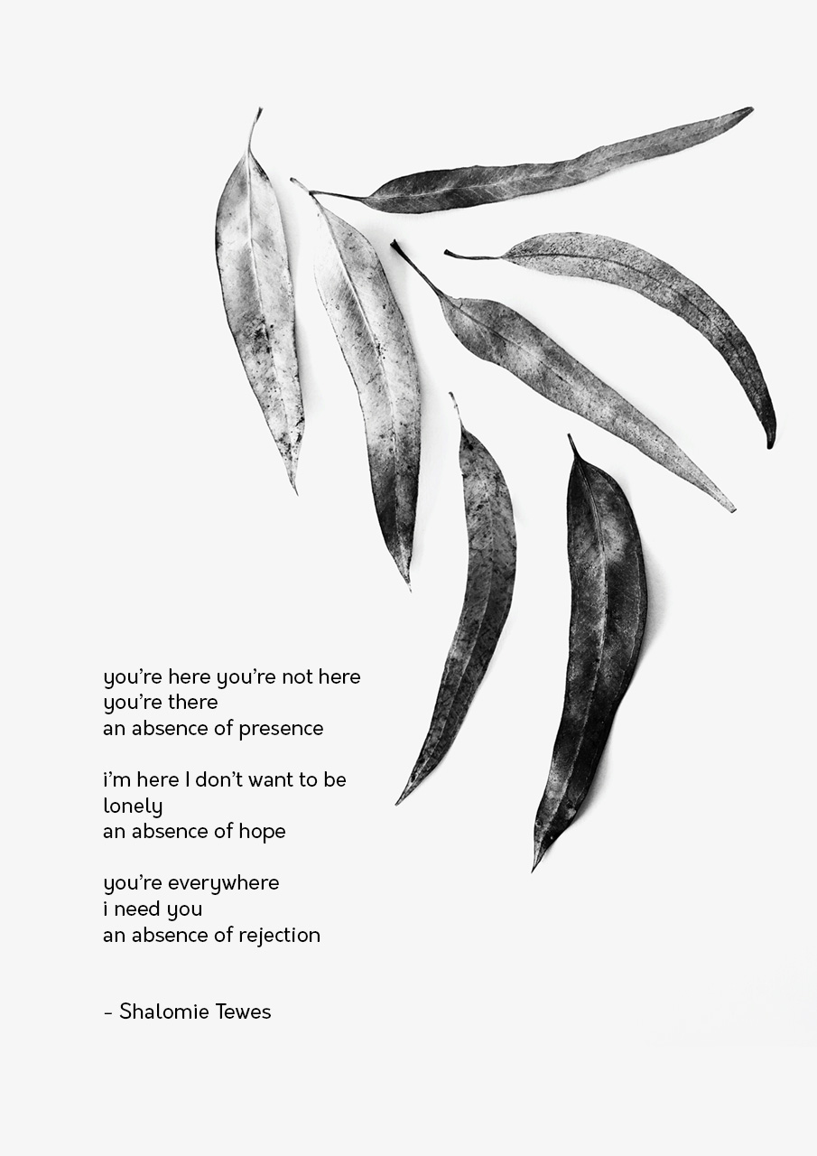 a poem next to eucalyptus leaves