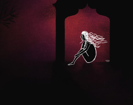 silhouette of woman under an arch