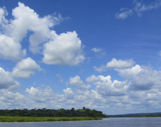 image of blue sky with clouds and a waterway