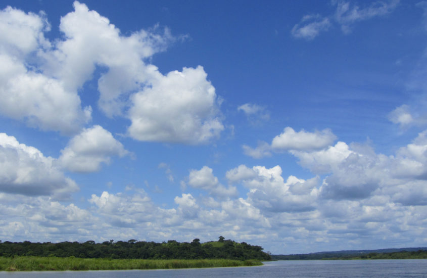 image of blue sky with clouds and a waterway